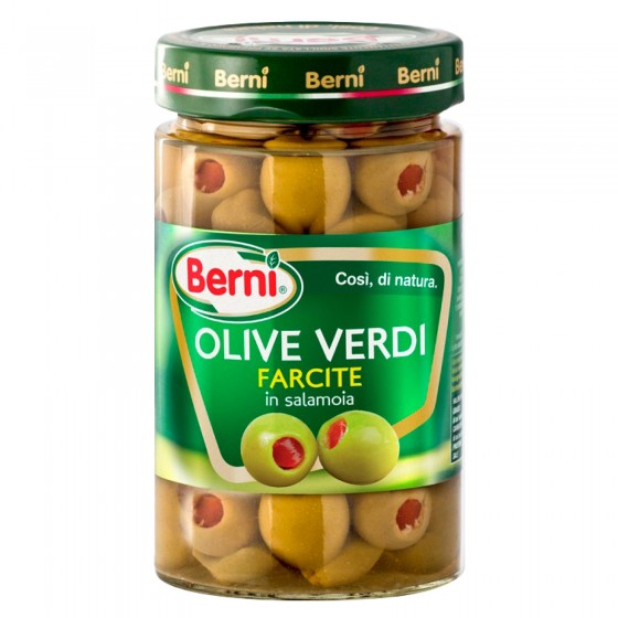 Berni Olive Verdi Farcite in Salamoia - Vasetto da 310g