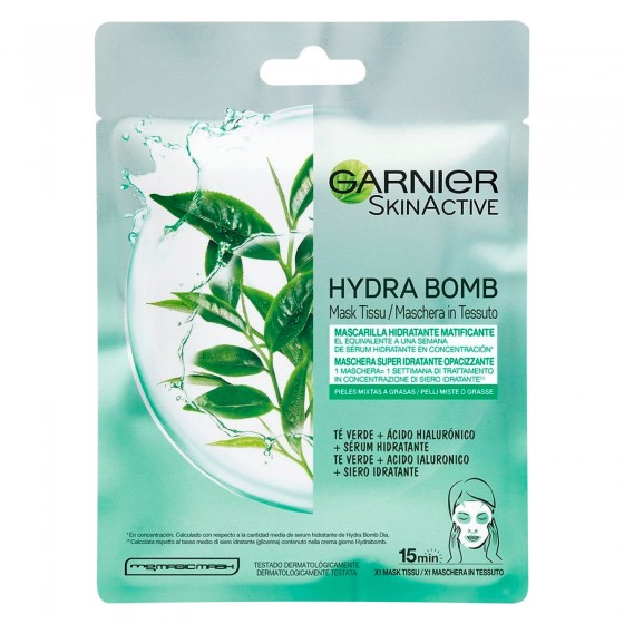 Garnier SkinActive Maschera in Tessuto Hydra Bomb Tè Verde Monouso Garnier SkinActive Maschera in Tessuto Hydra Bomb Tè Verde Monouso