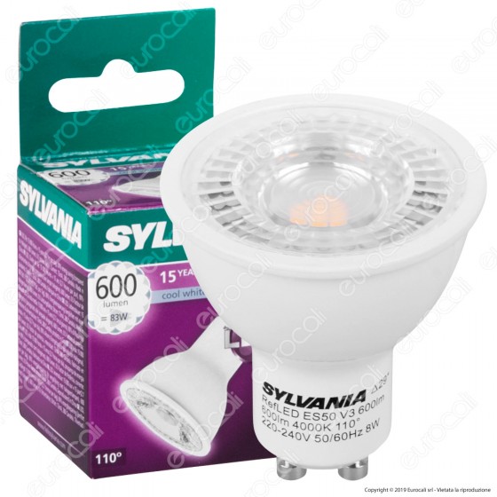Sylvania RefLED Lampadina LED GU10 8W Faretto Spotlight 110° - mod. Sylvania RefLED Lampadina LED GU10 8W Faretto Spotlight 110° - mod.