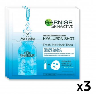 Garnier SkinActive Hyaluron Shot Fresh Mix Maschera in Tessuto Idratante e Rimpolpante con Acido Ialuronico - 3 Pezzi