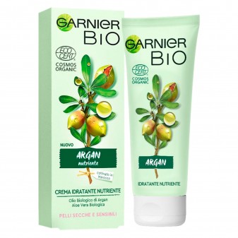 Garnier Bio Crema Viso Idratante Nutriente con Olio di Argan e Aloe Vera Biologica - Tubetto da 50ml