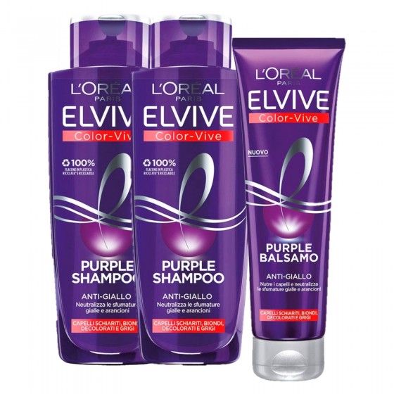 L'Oréal Paris Elvive Kit Color-Vive Purple Shampoo e Balsamo L'Oréal Paris Elvive Kit Color-Vive Purple Shampoo e Balsamo