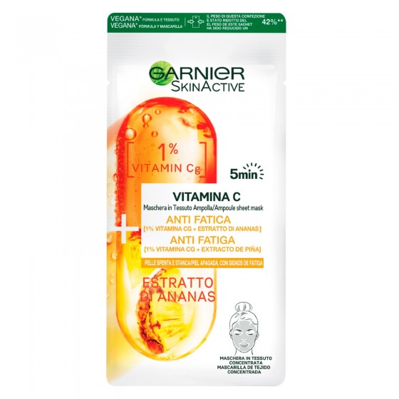 Garnier SkinActive Vitamina C Maschera in Tessuto Ampolla Anti Fatica Garnier SkinActive Vitamina C Maschera in Tessuto Ampolla Anti Fatica