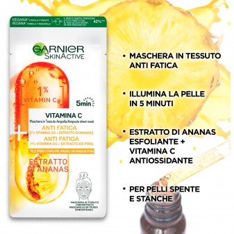 Garnier SkinActive Vitamina C Maschera in Tessuto Ampolla Anti Fatica