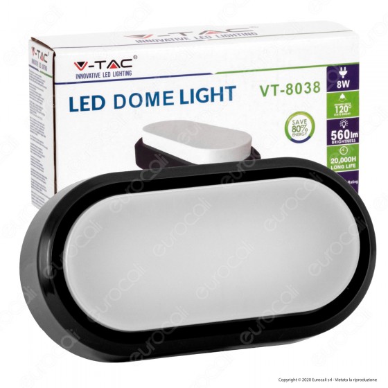 V-Tac VT-8038 Lampada da Muro LED 8W Colore Nero IP54 - SKU 1308 / V-Tac VT-8038 Lampada da Muro LED 8W Colore Nero IP54 - SKU 1308 /