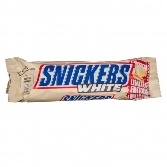 Snickers White Snack con Arachidi Croccanti e Caramello Ricoperto di Cioccolato Bianco Limited Edition - 32 Barrette da 49g