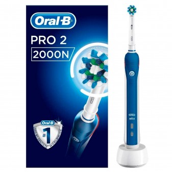 Oral-B Pro 2 2000N Spazzolino Elettrico Ricaricabile Bianco e Blu con Testina