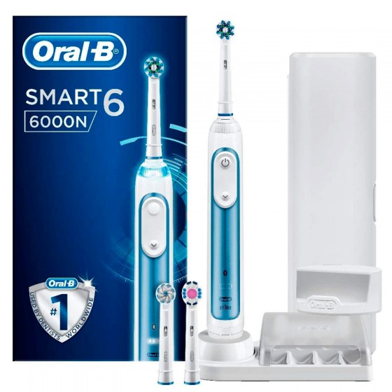 Oral-B Smart 6 6000N Spazzolino Elettrico Ricaricabile Blu con 3 Testine e Custodia