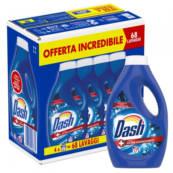 Dash Detersivo Liquido Azione Extra Igienizzante per Lavatrice da 68