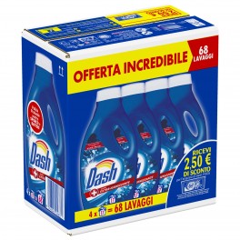 Dash Detersivo Liquido Azione Extra Igienizzante per Lavatrice da 68