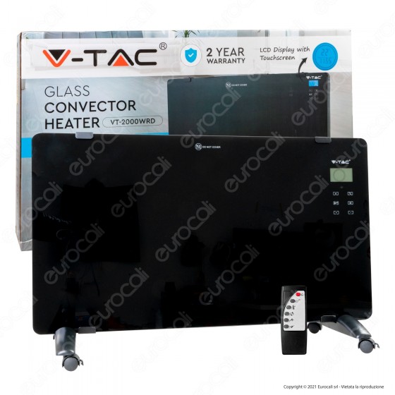V-Tac VT-2000RWD Termoconvettore in Vetro Temperato con Display LCD e