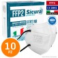 Sicura Protection 10 Mascherine Protettive Colore Bianco Elastici Neri Fattore Protezione Certificato FFP2 NR Multistrato