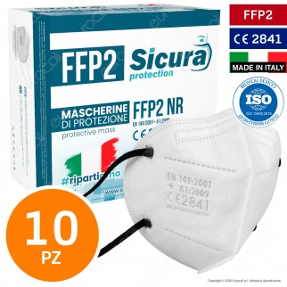 Sicura Protection 10 Mascherine Protettive Colore Bianco Elastici