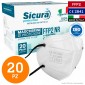 Sicura Protection 20 Mascherine Protettive Colore Bianco Elastici Neri FFP2 NR [TERMINATO]