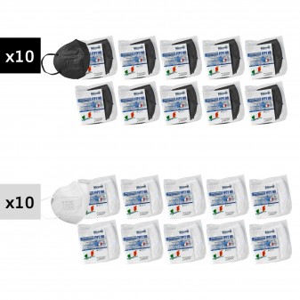 Sicura Protection 20 Mascherine Protettive Doppio Colore 10pz Nere e