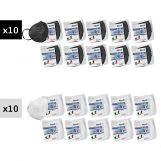 Sicura Protection 20 Mascherine Protettive Doppio Colore 10pz Nere e