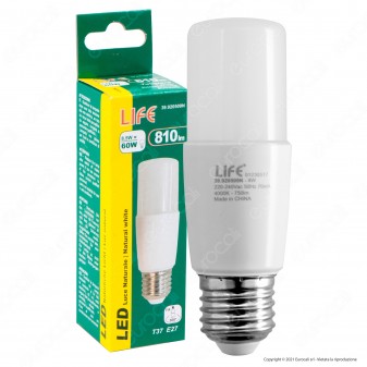 Life Lampadina LED E27 8,5W Tubolare T37 - mod. 39.920509C /