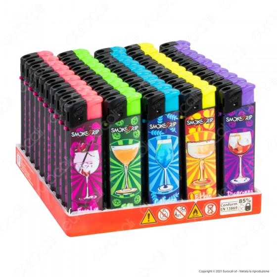 SmokeTrip Accendini Elettronici Ricaricabili Fantasia Lady Cocktails - Box da 50 Accendini