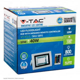 V-Tac VT-4711 RGB Multicolore Faretto LED 10W da Esterno con