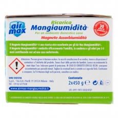 Air Max Magnete Mangia Umidità Ultra Assorbente per Air Max Moisture Absorber - Confezione con 2 Tabs da 450g