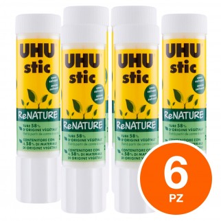 UHU Colla Stick ReNature Ecofriendly - 6 Tubetti da 21g