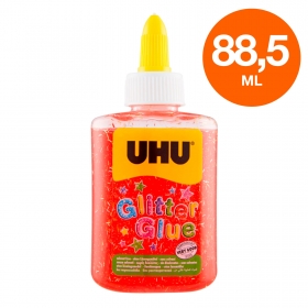UHU Colla Glitterata Glitter Glue Bottle  Colore Rosso - Flacone da 88,5ml