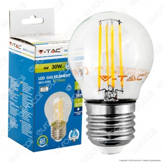 V-Tac VT-1980D Lampadina LED E27 4W MiniGlobo G45 Filamento