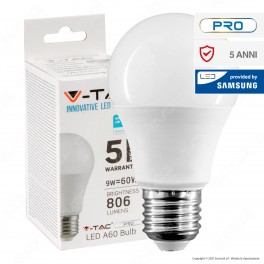V-Tac PRO VT-210 Lampadina LED E27 9W Bulb A60 Chip Samsung - SKU 228