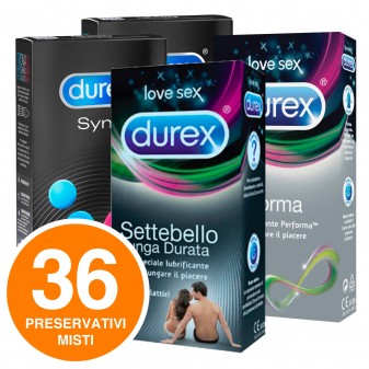 Durex Kit Endurance for Him Mix Preservativi in Scatola Ritardanti Stimolanti - 36 Profilattici