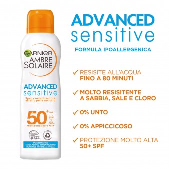 Garnier Ambre Solaire Advanced Sensitive SPF 50+ Spray Nebulizzatore