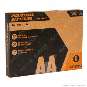 Uniross Pile Alcaline Industrial AA / LR6 / Stilo / 1,5V - Box da 24