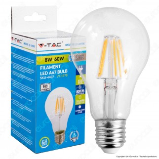 V-Tac VT-1978 Lampadina LED E27 8W Bulb A67 Filamento - SKU 4407 /