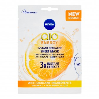 Nivea Q10 Energy Anti-Rughe Energizzante Maschera in Tessuto con Vitamina C Monouso 10 Minuti