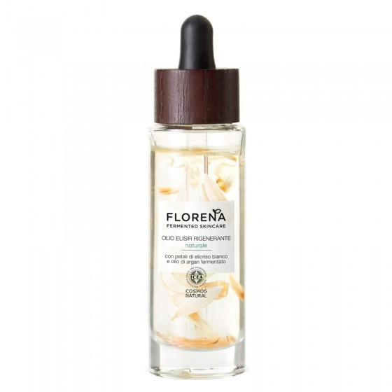 Florena Fermented Skincare Olio Elisir Rigenerante con Elicriso Bianco e Olio di Argan - Flacone da 30 ml