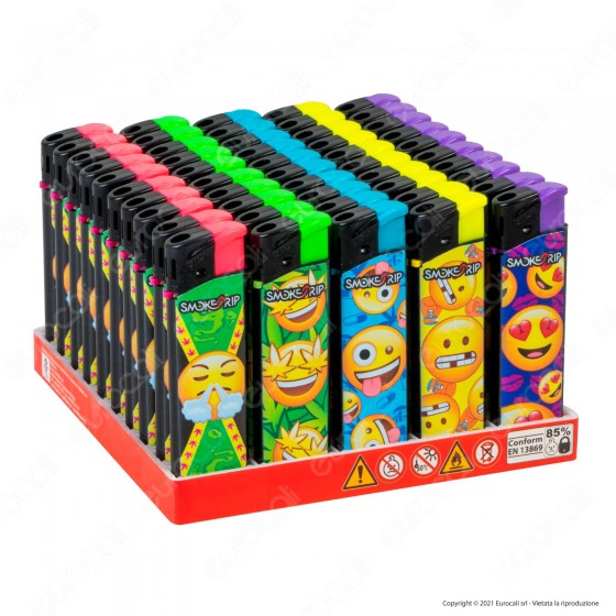 SmokeTrip Accendini Elettronici Ricaricabili Fantasia Emoticon - Box da 50 Accendini