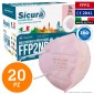 Sicura Protection 20 Mascherine Protettive Colore Rosa Monouso con Fattore di Protezione Certificato FFP2 NR in TNT