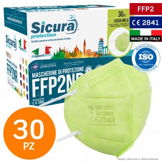 Sicura Protection 30 Mascherine Protettive Colore Verde Mela Monouso