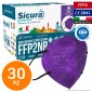 Sicura Protection 30 Mascherine Protettive Colore Viola Monouso con Fattore di Protezione Certificato FFP2 NR in TNT