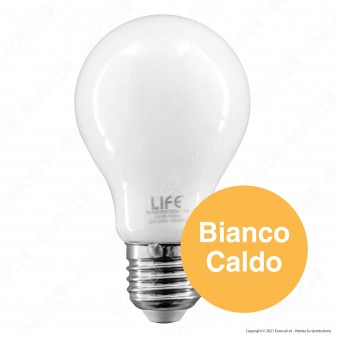 Life Lampadina LED E27 Filament 7W Bulb A60 Milky Vetro Bianco - mod.