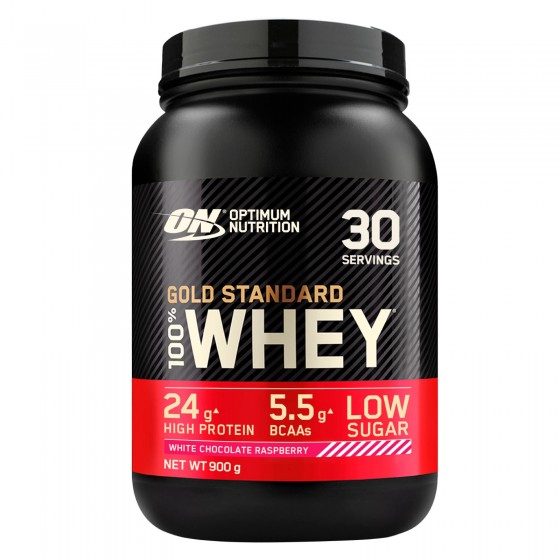 Optimum Nutrition Gold Standard 100% Whey Proteine Aminoacidi in Polvere Gusto Cioccolato Bianco e Lampone - Barattolo da 900g