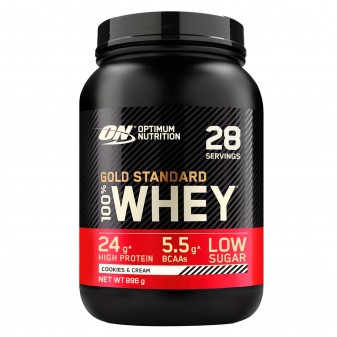 Optimum Nutrition Gold Standard 100% Whey Proteine Aminoacidi in Polvere Gusto Biscotti e Panna - Barattolo da 896g