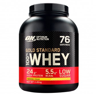 Optimum Nutrition Gold Standard 100% Whey Proteine Aminoacidi in Polvere Gusto Crema di Banana - Barattolo da 2,28kg