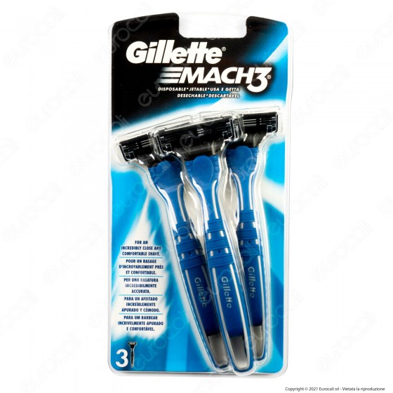 Gillette Mach3 Rasoio Usa e Getta con 3 Lame - Confezione da 3 Rasoi Gillette Mach3 Rasoio Usa e Getta con 3 Lame - Confezione da 3 Rasoi