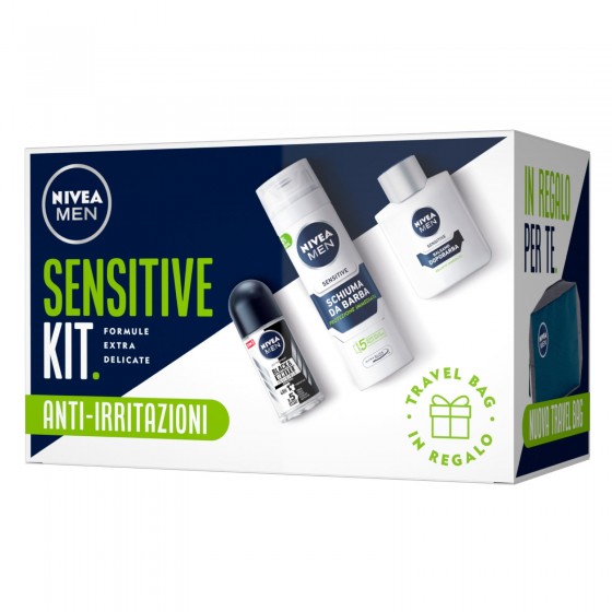 Nivea Men Sensitive Kit Anti-Irritazioni Schiuma da Barba + Balsamo Dopobarba + Deodorante Invisible - Confezione da 3 pezzi