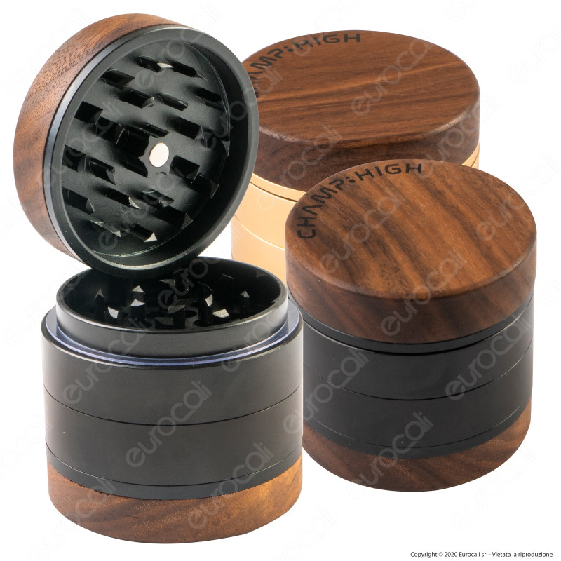 Grinder Tritatabacco 4 Parti in Legno e Metallo Chiusura Magnetica