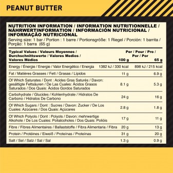 Optimum Nutrition Crispy Protein Bar Barretta Proteica al Burro di Arachidi - Confezione da 10 Barrette da 65g