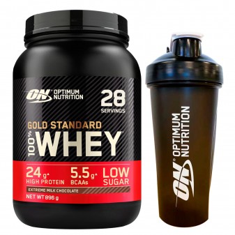 Optimum Nutrition Gold Standard 100% Whey Proteine Isolate in Polvere Cioccolato al Latte con Shaker - Barattolo da 896g