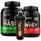 Optimum Nutrition Proteine Serious Mass 2.73Kg Cioccolato e Gold Standard 100% Whey Cioccolato al Latte 896g con Shaker