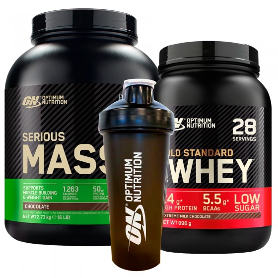 Optimum Nutrition Proteine Serious Mass 2.73Kg Cioccolato e Gold Optimum Nutrition Proteine Serious Mass 2.73Kg Cioccolato e Gold