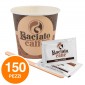 Kit da 50 Bicchierini Biodegradabili + 50 Palettine in Legno + 50 Bustine di Zucchero Baciato Caffè